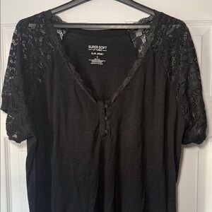 Black Lace Sleeve Top